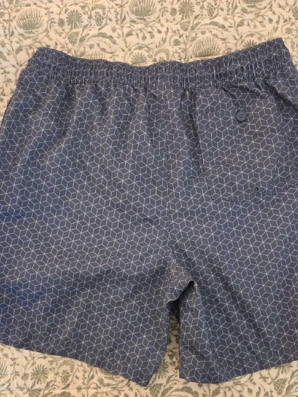 Goodfellow & Co Navy Swim Trunks with White Geometric Print